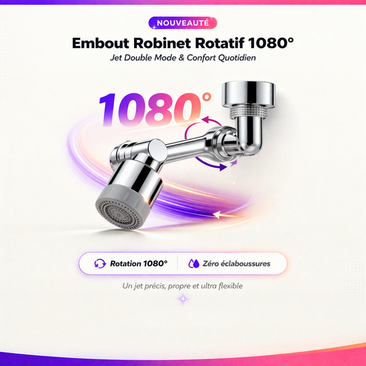 Embout Robinet Rotatif 1080° – Jet Double Mode & Confort Quotidien