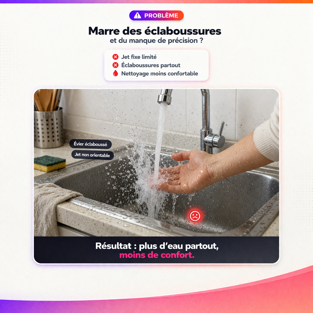 Embout Robinet Rotatif 1080° – Jet Double Mode & Confort Quotidien