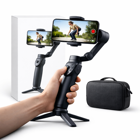 Gimbal Smartphone 3 Axes – Vidéos Stables, Suivi Visage IA & Mode Vertical