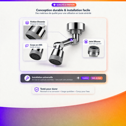 Embout Robinet Rotatif 1080° – Jet Double Mode & Confort Quotidien