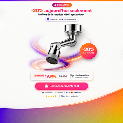 Embout Robinet Rotatif 1080° – Jet Double Mode & Confort Quotidien