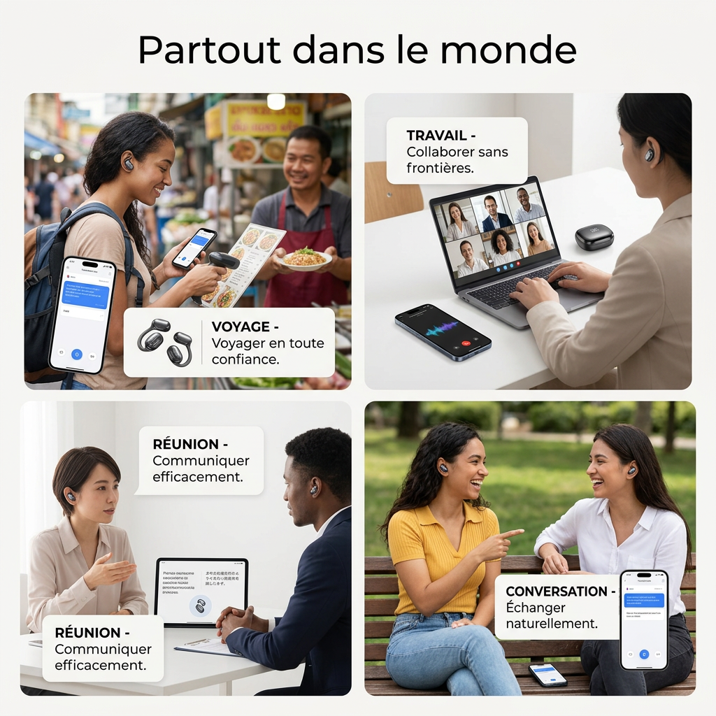 Écouteurs Traducteurs Instantanés Sans Fil – Parlez & Comprenez Sans Barrière 🌍