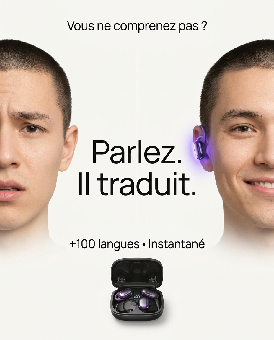 Écouteurs Traducteurs Instantanés Sans Fil – Parlez & Comprenez Sans Barrière 🌍